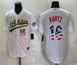 Nike Oakland Athletics #16 Nick Kurtz White 250 Fourth Of July Stadium Jersey