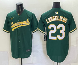 Nike Oakland Athletics #23 Shea Langeliers Green Stitched Baseball Jersey