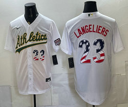 Nike Oakland Athletics #23 Shea Langeliers White 250 Fourth Of July Stadium no name Jersey