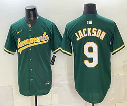Nike Oakland Athletics #9 Reggie Jackson Green Authentic Stitched MLB Jersey