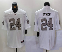 Nike Oakland Raiders #24 Marshawn Lynch White Rush Limited Authentic Stitched NFL Jersey