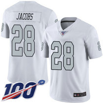 Nike Oakland Raiders #28 Josh Jacobs With NFL 100th Season Patch White Rush Authentic Stitched NFL Jersey
