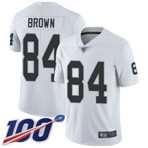 Nike Oakland Raiders #84 Antonio Brown With NFL 100th Season Patch White Vapor Untouchable Authentic Stitched NFL jersey