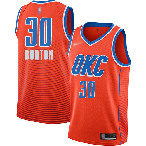 Nike Oklahoma City Thunder #30 Deonte Burton Orange Game Authentic Stitched NBA jersey