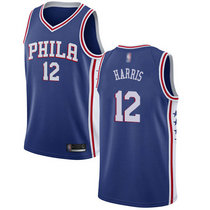 Nike Philadelphia 76ers #12 Tobias Harris Blue Game Authentic Stitched NBA jersey