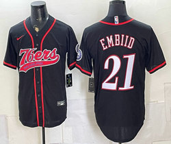 Nike Philadelphia 76ers #21 Joel Embiid Black Stitched baseball jersey