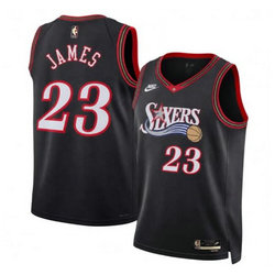 Custom 3XL Nike Philadelphia 76ers #23 LeBron James Black 2026 Classic Stitched Jersey