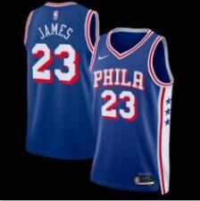 Custom 3XL Nike Philadelphia 76ers #23 LeBron James Blue 2026 Classic Stitched Jersey