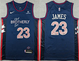 Nike Philadelphia 76ers #23 LeBron James Navy 2023-24 City Edition With Patch Stitched Jersey