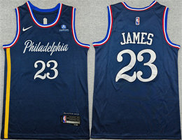 Nike Philadelphia 76ers #23 LeBron James Navy 2026 City Edition With Patch Stitched Jersey