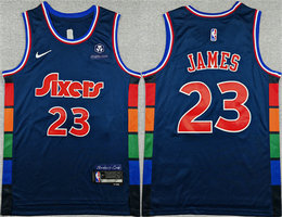 Nike Philadelphia 76ers #23 LeBron James Navy City Edition Swingman Stitched Jersey