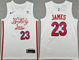 Nike Philadelphia 76ers #23 LeBron James White 2026 City Edition With Patch Stitched Jersey