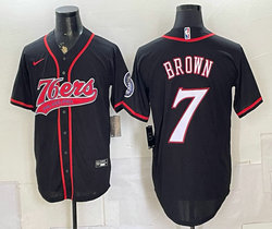 Nike Philadelphia 76ers #7 Jaylen Brown Black Stitched baseball jersey