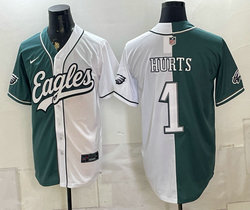 Nike Philadelphia Eagles #1 Jalen Hurts Green and White Authentic Stitched baseball jersey