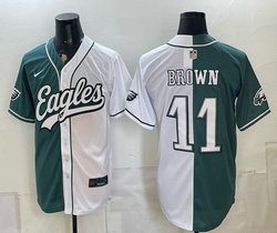 Nike Philadelphia Eagles #11 A. J. Brown Green and White Authentic Stitched baseball jersey