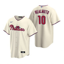 Nike Philadelphia Phillies #10 J.T. Realmuto Cream Game Authentic Stitched MLB Jersey