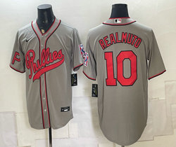 Nike Philadelphia Phillies #10 J.T. Realmuto Gray 2026 Field of Dreams Stadium Jersey