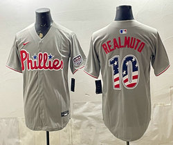 Nike Philadelphia Phillies #10 J.T. Realmuto Gray 250 Fourth Of July Stadium Jersey
