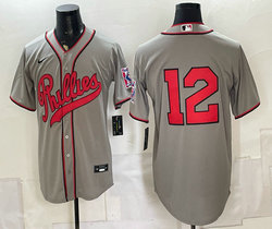 Nike Philadelphia Phillies #12 Gray no name 2026 Field Of Dreams Stadium Jersey