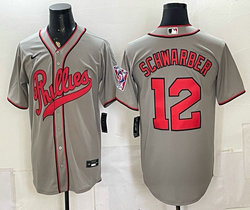 Nike Philadelphia Phillies #12 Kyle Schwarber Gray With name 2026 Field Of Dreams Stadium Jersey
