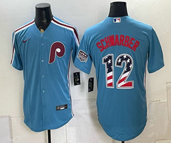 Nike Philadelphia Phillies #12 Kyle Schwarber Light Blue USA 250 Fourth Of July Jersey