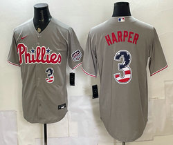 Nike Philadelphia Phillies #3 Bryce Harper Blue 250 Fourth Of July Stadium no name Jersey