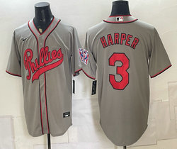 Nike Philadelphia Phillies #3 Bryce Harper Gray 2026 Field of Dreams Stadium Jersey