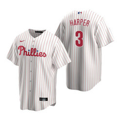Nike Philadelphia Phillies #3 Bryce Harper White Red Strip Authentic Stitched MLB Jersey