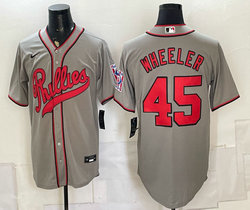 Nike Philadelphia Phillies #45 Zack Wheeler Gray With name 2026 Field Of Dreams Stadium Jersey
