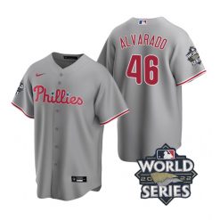 Nike Philadelphia Phillies #46 Jose Alvarado 2022 World Series Gray Game Authentic Stitched MLB Jersey