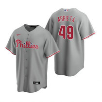 Nike Philadelphia Phillies #49 Jake Arrieta Gray Game Authentic Stitched MLB Jersey