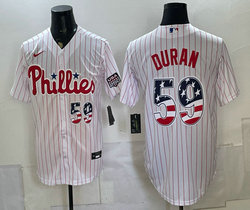 Nike Philadelphia Phillies #59 Jhoan Duran White 250 Fourth Of July Stadium no name Jersey