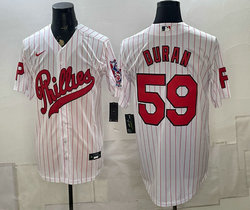 Nike Philadelphia Phillies #59 Jhoan Duran White (Red Strip) Throwback Stitched MLB Jersey