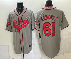 Nike Philadelphia Phillies #61 Cristopher Sánchez Gray 2026 Field Of Dreams Stadium Jersey