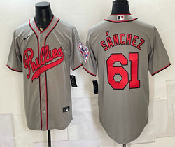 Nike Philadelphia Phillies #61 Cristopher Sánchez Gray With name 2026 Field Of Dreams Stadium Jersey