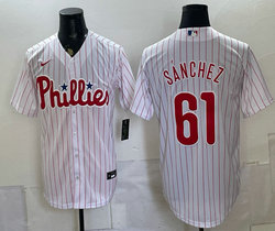 Nike Philadelphia Phillies #61 Cristopher Sanchez White (Red Strip) Stitched MLB Jersey