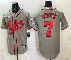 Nike Philadelphia Phillies #7 Trea Turner Gray 2026 Field Of Dreams Stadium Stitched Baseball Jersey