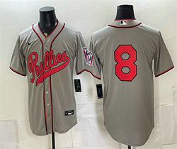 Nike Philadelphia Phillies #8 Nick Castellanos Gray 2026 Field Of Dreams Stadium Baseball Jersey