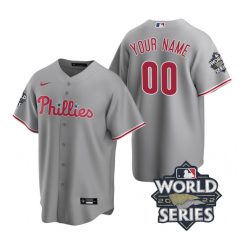 Nike Philadelphia Phillies Custom 2022 World Series Gray Game Authentic Stitched MLB Jersey