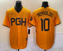 Nike Pittsburgh Pirates #10 Bryan Reynolds Gold City Game Authentic stitched MLB jersey