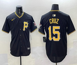 Nike Pittsburgh Pirates #15 Oneil Cruz Black Authentic Stitched MLB Jersey