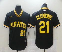 Nike Pittsburgh Pirates #21 Roberto Clemente Black Pullover Authentic Stitched MLB Jersey