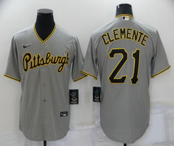 Nike Pittsburgh Pirates #21 Roberto Clemente Gray Game Authentic Stitched MLB Jersey
