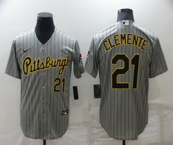 Nike Pittsburgh Pirates #21 Roberto Clemente Gray Throwback Game Authentic stitched MLB jersey