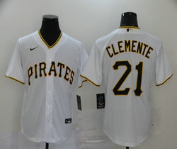 Nike Pittsburgh Pirates #21 Roberto Clemente White Game Authentic Stitched MLB Jersey