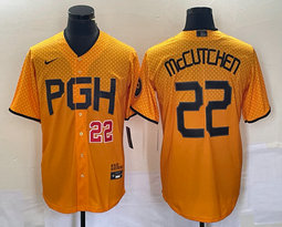 Nike Pittsburgh Pirates #22 Andrew McCutchen Gold City Red 22 in front Game Authentic stitched MLB jersey