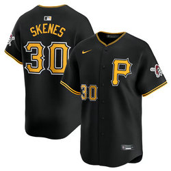 Nike Pittsburgh Pirates #30 Paul Skenes Black #30 Front Game Authentic Stitched MLB Jersey