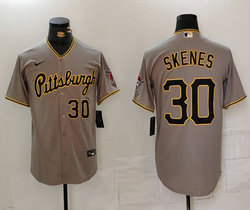 Nike Pittsburgh Pirates #30 Paul Skenes Gray 30 front Game Authentic Stitched MLB Jersey