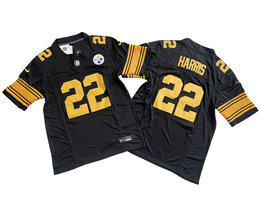 Nike Pittsburgh Steelers #22 Najee Harris Black Gold number 2023 F.U.S.E.Authentic Stitched NFL Jersey