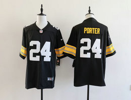 Nike Pittsburgh Steelers #24 Joey Porter Black Throwback Authentic Stitched NFL Jersey